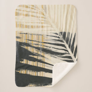 Couverture Sherpa Raphia d'or - frondes de paume