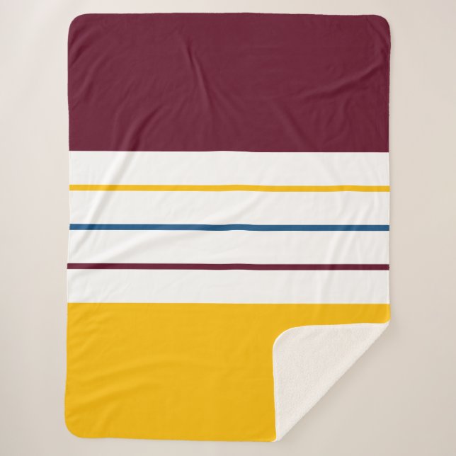 Couverture Sherpa Rayures ambrées jaunes automnales (Devant)