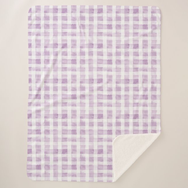 Couverture Sherpa Rayures blanches violettes  (Devant)