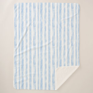 Couverture Sherpa Rayures Bleu Blanc