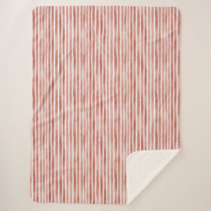 Couverture Sherpa Rayures rouges blanches  