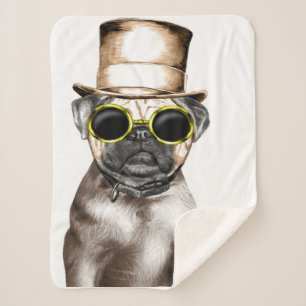 Couverture Sherpa Really Cute Steam Pug With Glasses