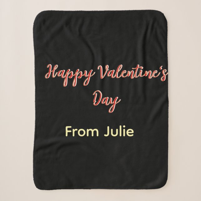 Couverture Sherpa Red black happy Valentine's day from name stylish  (Devant)
