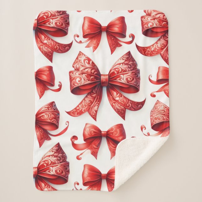 Couverture Sherpa Red Christmas Bows (Devant)