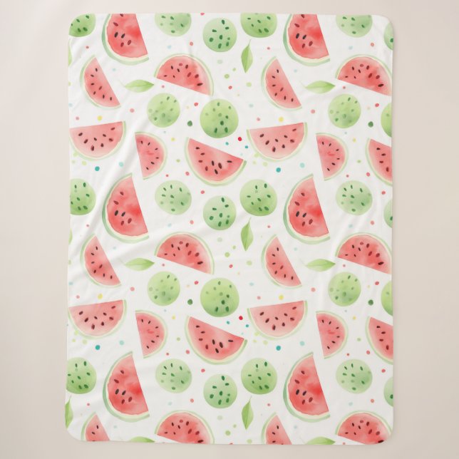 Couverture Sherpa Red Green White Watermelons Birthday (Devant)