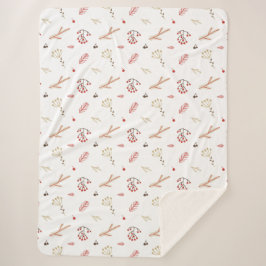 Couverture Sherpa Red Holly Berry Holiday