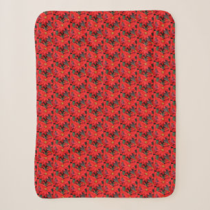 Couverture Sherpa Red Poinsettias I Christmas Holiday Floral Photo