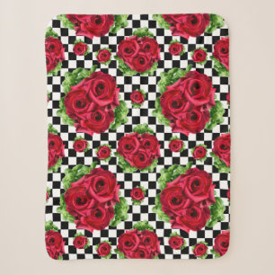 Couverture Sherpa Red Roses Bouquet Floral Amour Rockabilly