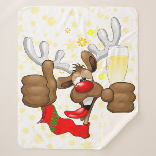 Couverture Sherpa Reindeer Drunk Funny Caractère de Noël