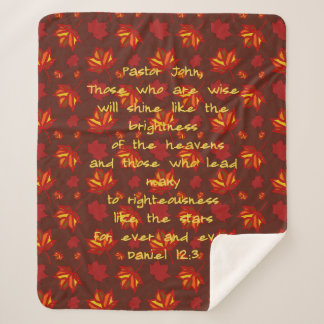 Couverture Sherpa Remerciement au Pasteur Feuilles d'Automne Écritur