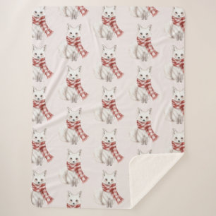 Couverture Sherpa Renard rose rose rouge blanc rose
