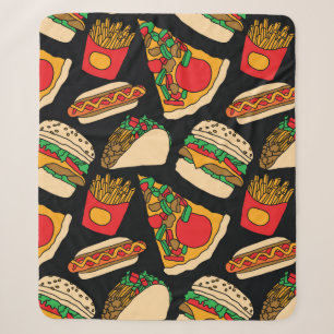 Couverture Sherpa restauration rapide pizza hamburger hotdog frites