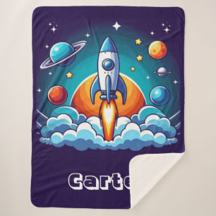 Couverture Sherpa Retro, fusée spatiale