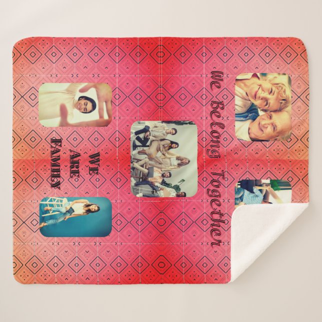Couverture Sherpa Retro Photo Soft Red Diamond (Devant (Horizontal))