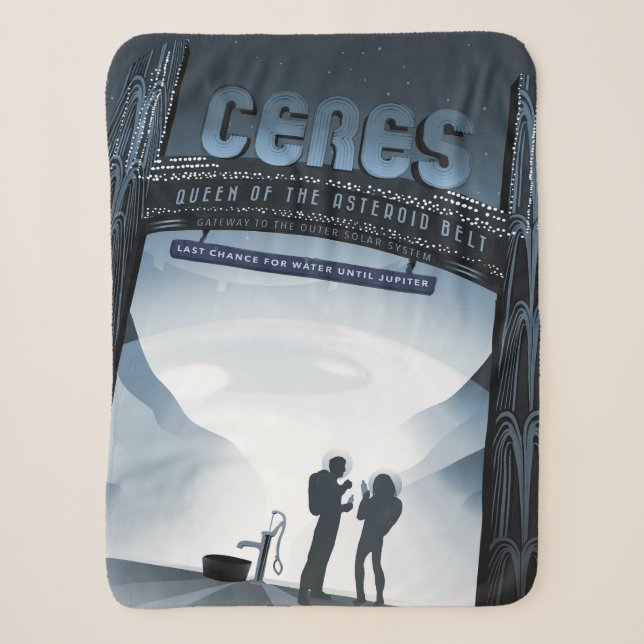 Couverture Sherpa Retro Space Travel Poster-Nwarf Planet Ceres. (Devant)