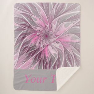 Couverture Sherpa Rêve de fleur rose fractale, Imaginaire floral, Te