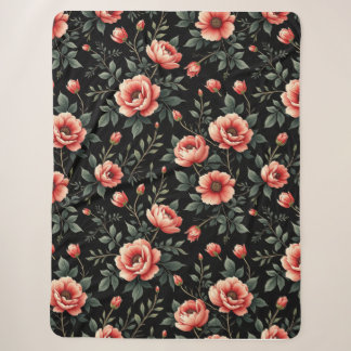 Couverture Sherpa Rêve floral noir