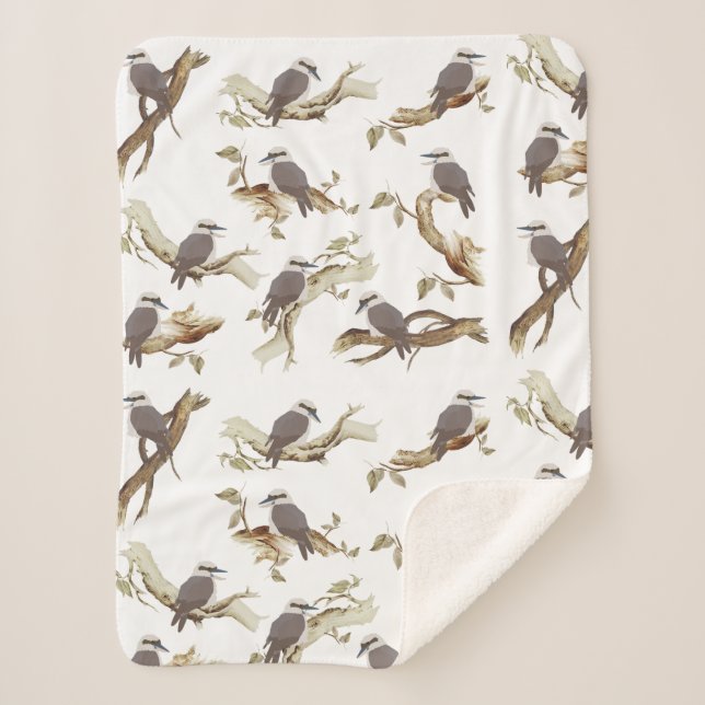 Couverture Sherpa Rire Kookaburra Eucalyptus d'oiseaux australiens (Devant)