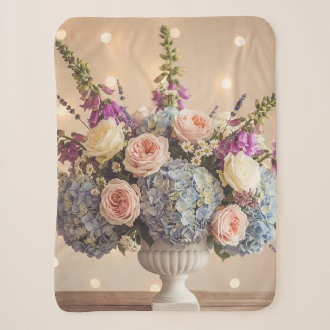 Couverture Sherpa Romantic Hydrangea and Rose Bouquet (Devant)