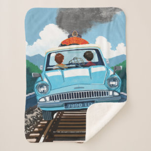 Couverture Sherpa Ron & HARRY POTTER™ en voiture volante vers HOGWAR