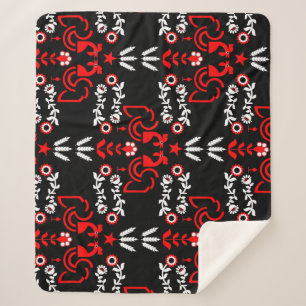 Couverture Sherpa Rooster Cockerel Nordic Scandinavian Folk Art