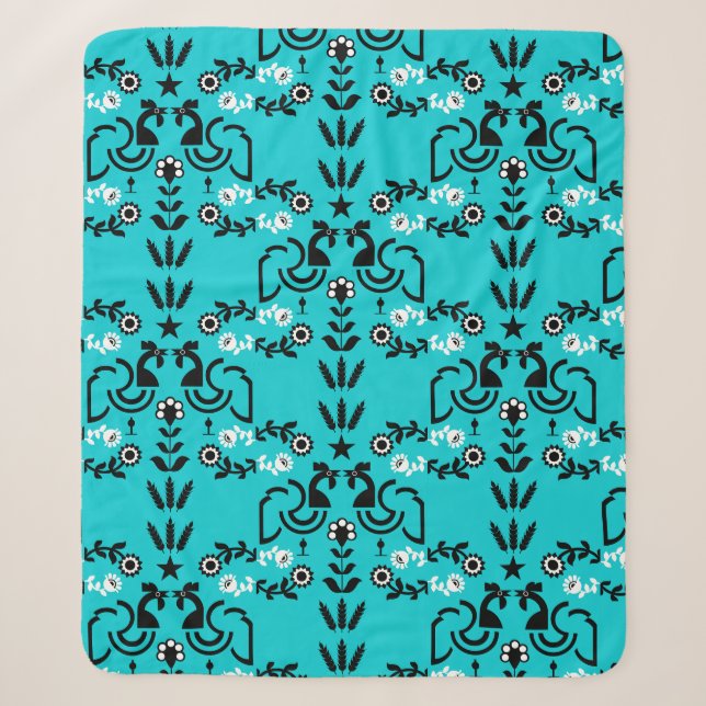 Couverture Sherpa Rooster Cockerel Nordic Scandinavian Folk Art (Devant)