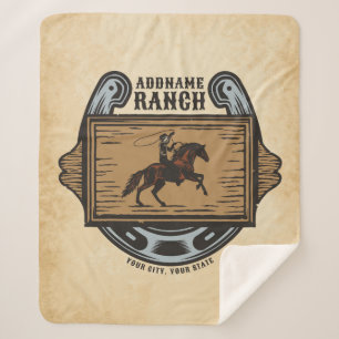 Couverture Sherpa Roping Cowboy AJOUTER LE NOM Western Family Horse 