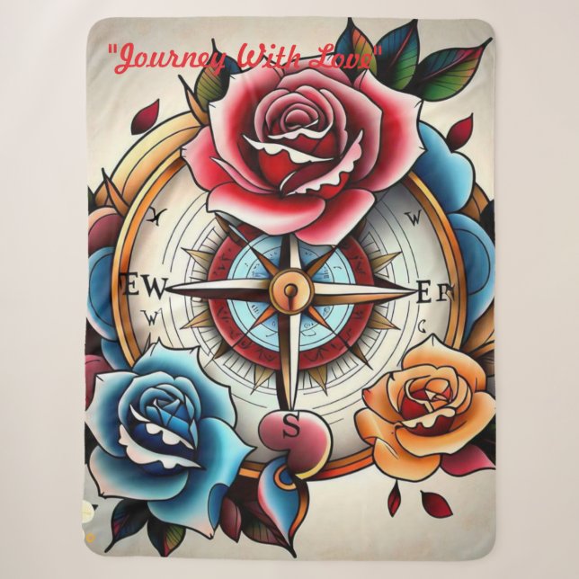 Couverture Sherpa "Rose Compass: A Symbol of Love and Bliss" (Devant)