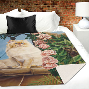 Couverture Sherpa Rose de Perse en crème ensorcelante Forêt de Dryad