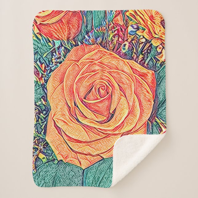 Couverture Sherpa Rose de Tangerine tropicale (Devant)