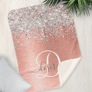 Couverture Sherpa Rose Gold brossé Parties scintillant métallique No