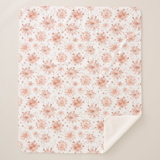 Couverture Sherpa Rose Gold Snowflakes en blanc (Devant)