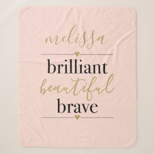 Couverture Sherpa Rose Pâle Personnalisé Brillante Belle Brave