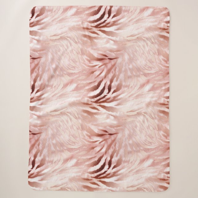 Couverture Sherpa Rose rose blanc Zebra Animal (Devant)