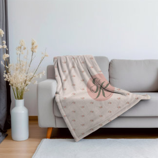 Couverture Sherpa Roses miniatures et monogramme