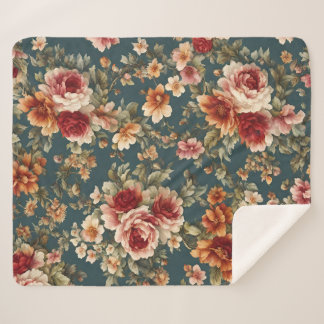 Couverture Sherpa Roses romantiques et belles fleurs