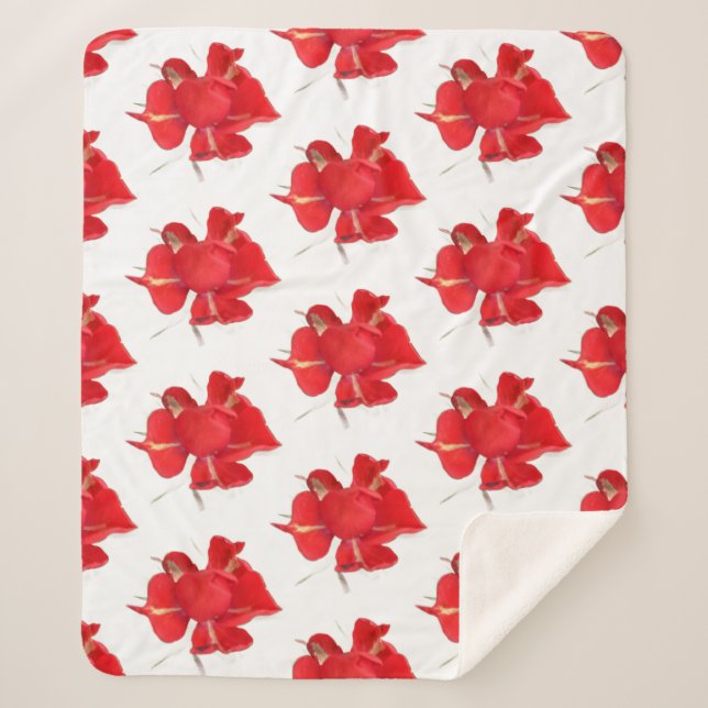 Couverture Sherpa Roses Rouges, (Devant)