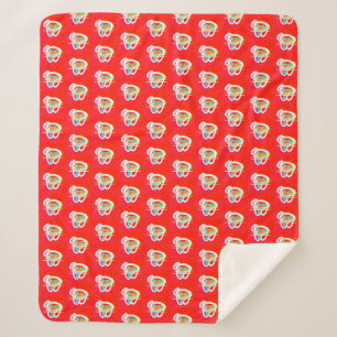 Couverture Sherpa Rouge avec de petits motifs d'art