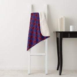 Couverture Sherpa Rouge avec des étoiles bleues