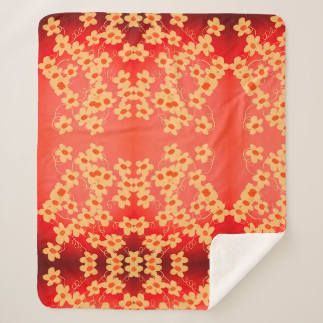 Couverture Sherpa Rouge avec orange (Devant)