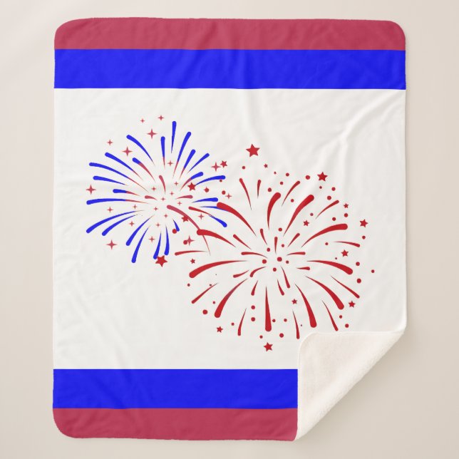 Couverture Sherpa Rouge, blanc et bleu (Devant)