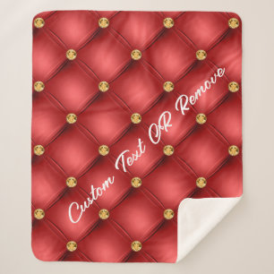 Couverture Sherpa Rouge Diamant Tufé Texte personnalisé Sherpa Blank