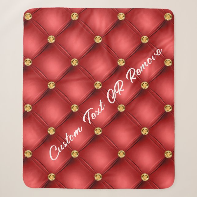 Couverture Sherpa Rouge Diamant Tufé Texte personnalisé Sherpa Blank (Devant)