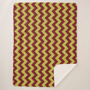 Couverture Sherpa Rouge et or Paillettes Zig Zag