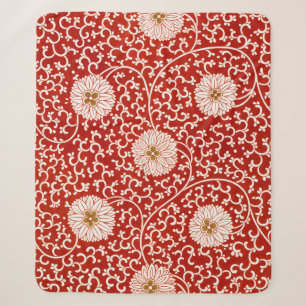 Couverture Sherpa Rouge Floral Vibrant Ornate Classé Motif