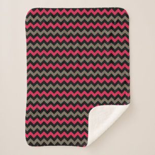 Couverture Sherpa Rouge foncé moderne Brown noir Chevron Motif