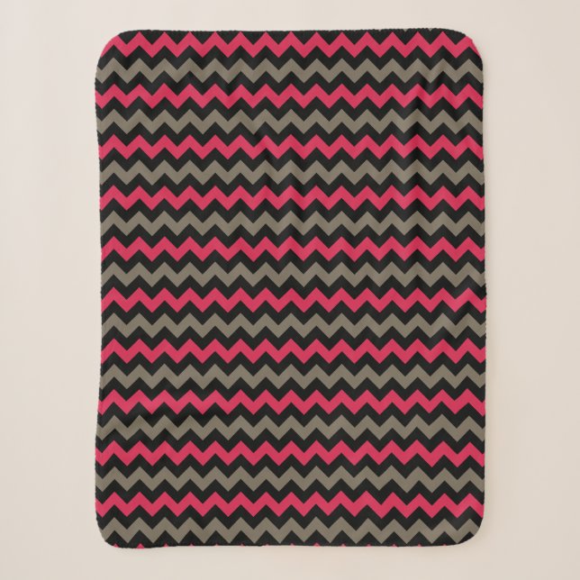 Couverture Sherpa Rouge foncé moderne Brown noir Chevron Motif (Devant)