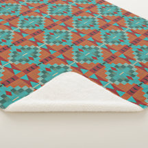 Rouge Rust Orange Turquoise Turquoise Blue Tribal 