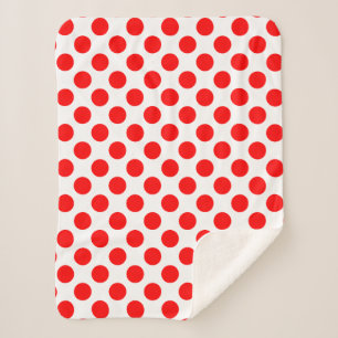 Couverture Sherpa Rouge sur blanc grand format Pois