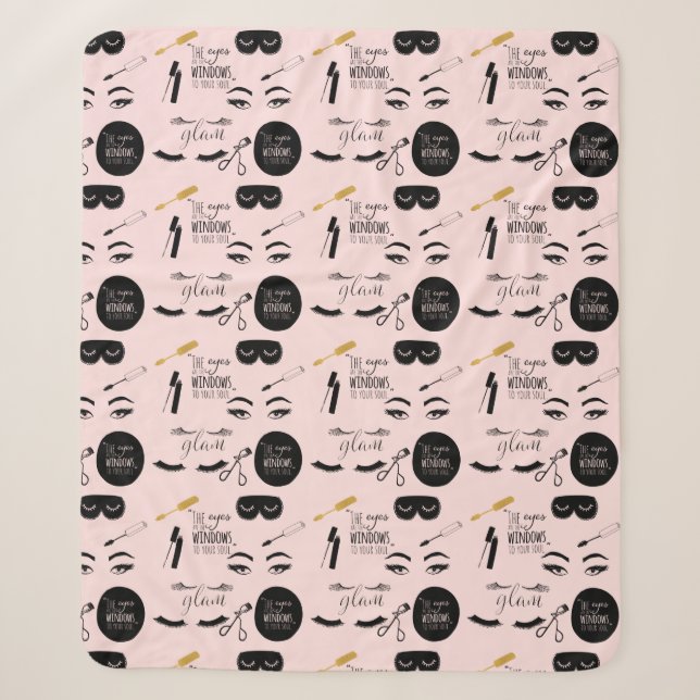 Couverture Sherpa Rougissent les cils noirs roses d'or fascinants (Devant)